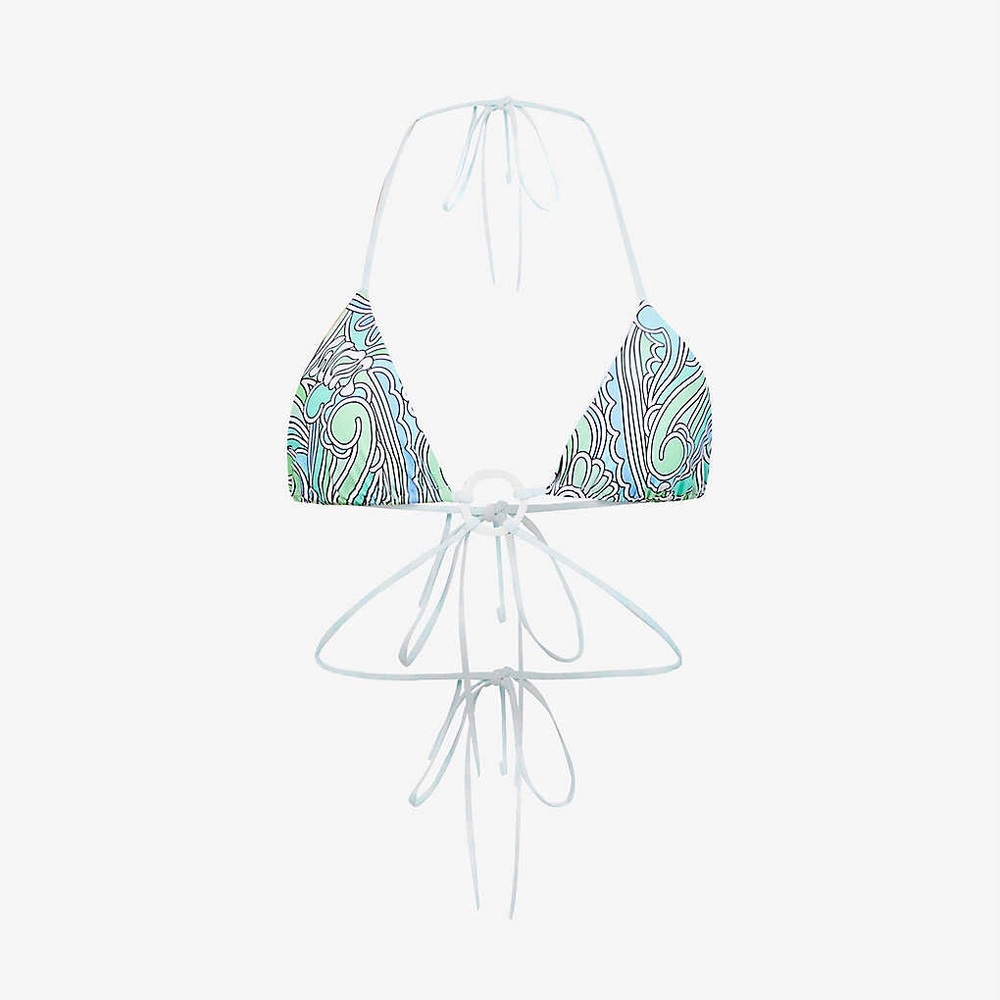 VDM Ziggy Reversible Bikini Top Ocean Swirl Blue Gingham